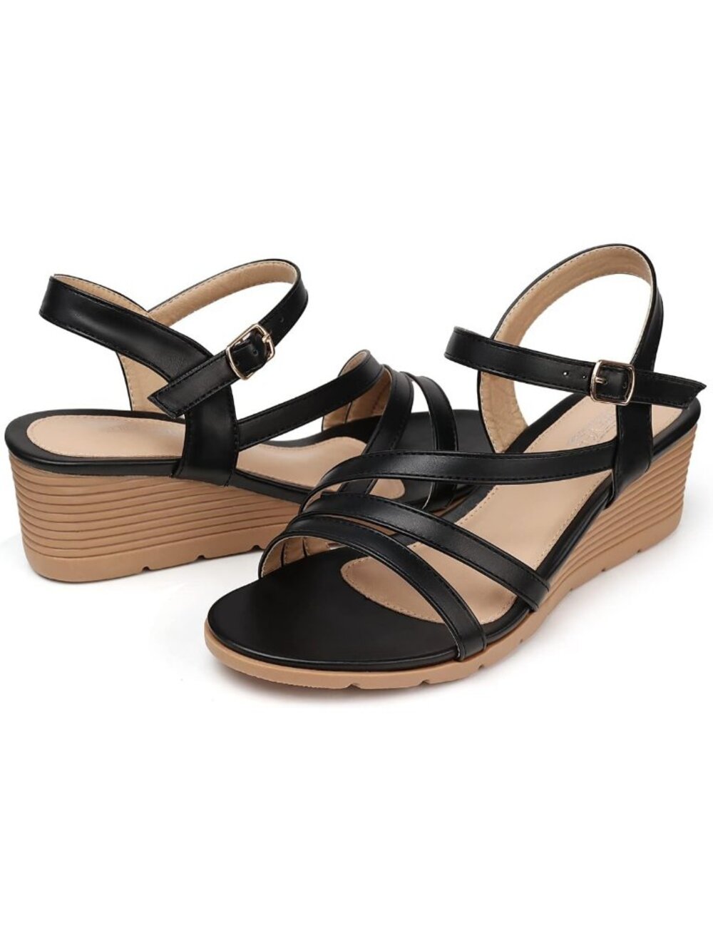 Stylish Summer Wedge Sandals for Women - Comfortable Open Toe Dressy Low Heels